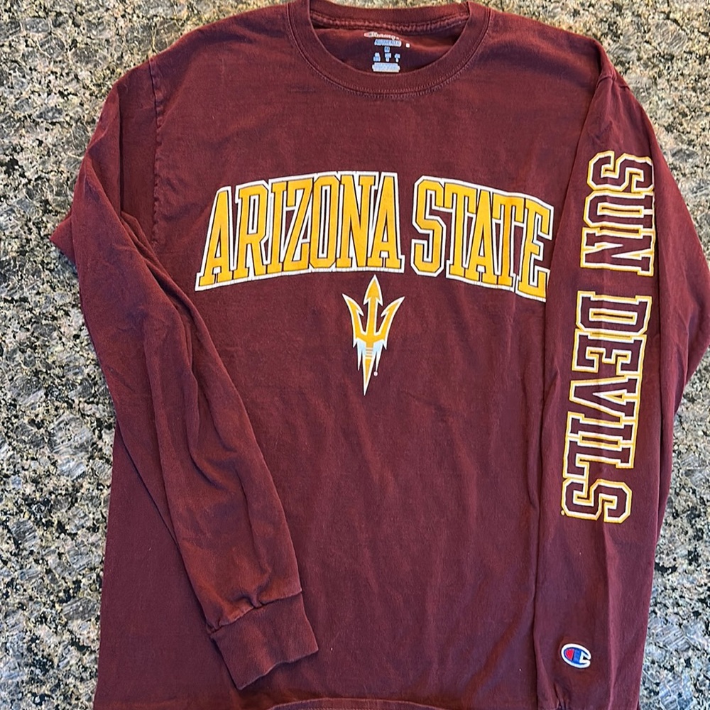 Arizona State University (ASU) long sleeve tee with sun devils.  Size M
